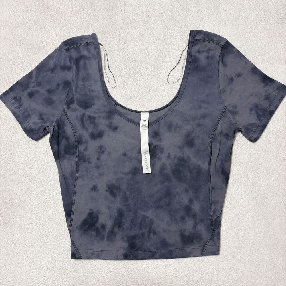 Lululemon Align T-Shirt Women's Size 6 Grey Graphite Tie Die Athleisure Gym